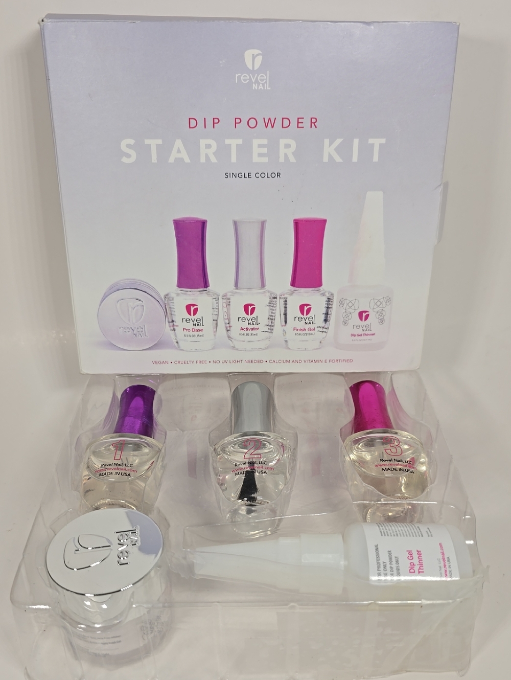 Revel Nail Dip Powder Starter Kit Metallic Pink NIB